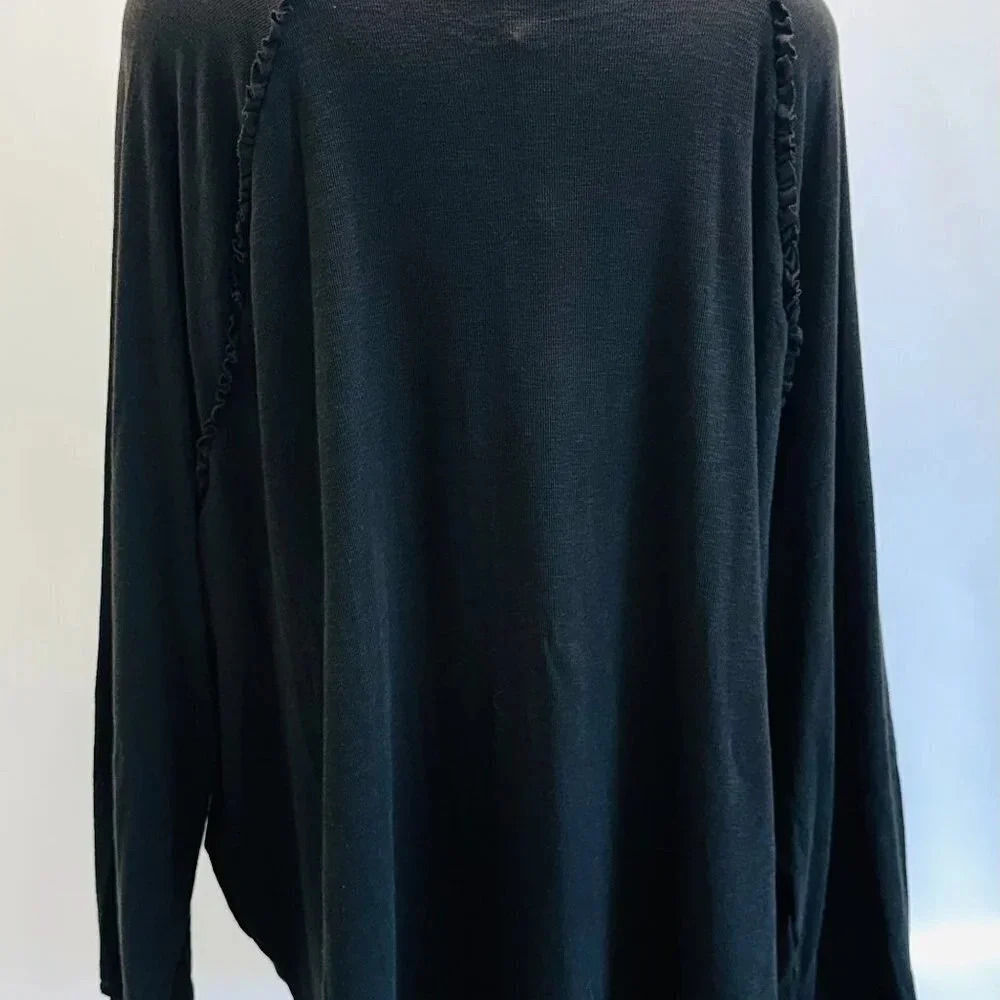 NWT LAUREN CONRAD Women Long Sleeve Pullover Round Neck Black Shirt Plus Size 3X - Picture 8 of 14